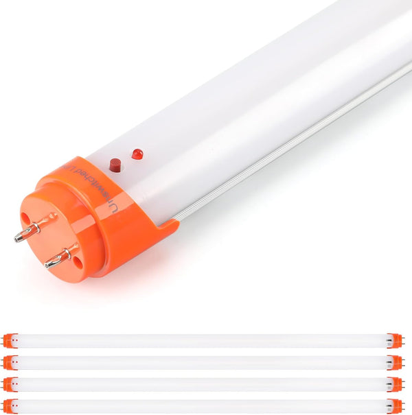4 Pack 4FT T8 Emergency LED Tube Type B with Battery Backup, 3CCT Switchable, Normal Lighting 15W 2000LM, Single-End Power Input for Offices, Factories, Shops, Commercial Lighting