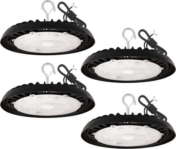 4 Pack 100W UFO LED High Bay Light Provides 11000LM LED Shop Lights Plug & Play 5000K Daylight IP65 Waterproof Shatterproof Fixture UL Listed for Workshop Warehouse Factory Barn Garage